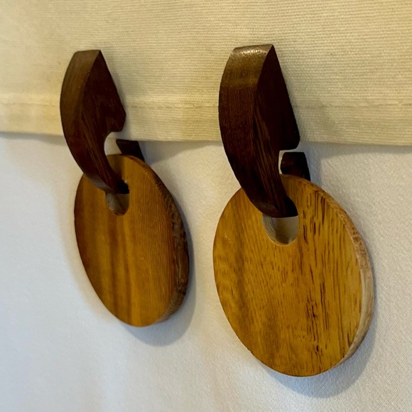 2 Tone 2 Piece Wooden Earrings - Picture 5 of 16